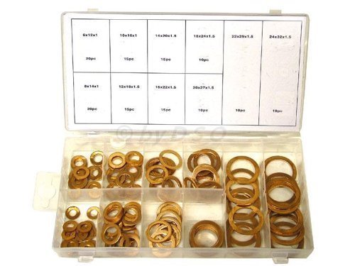 Top Quality Tools 140 Pce Trade Quality Solid Copper Sump Plug Washer Set HW180