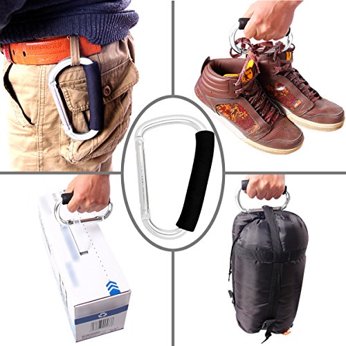 QY Silver Color 6.25 Inches Outsize D Shape Biner Carry Handle Hook Clip Snap Multiple Use Hook