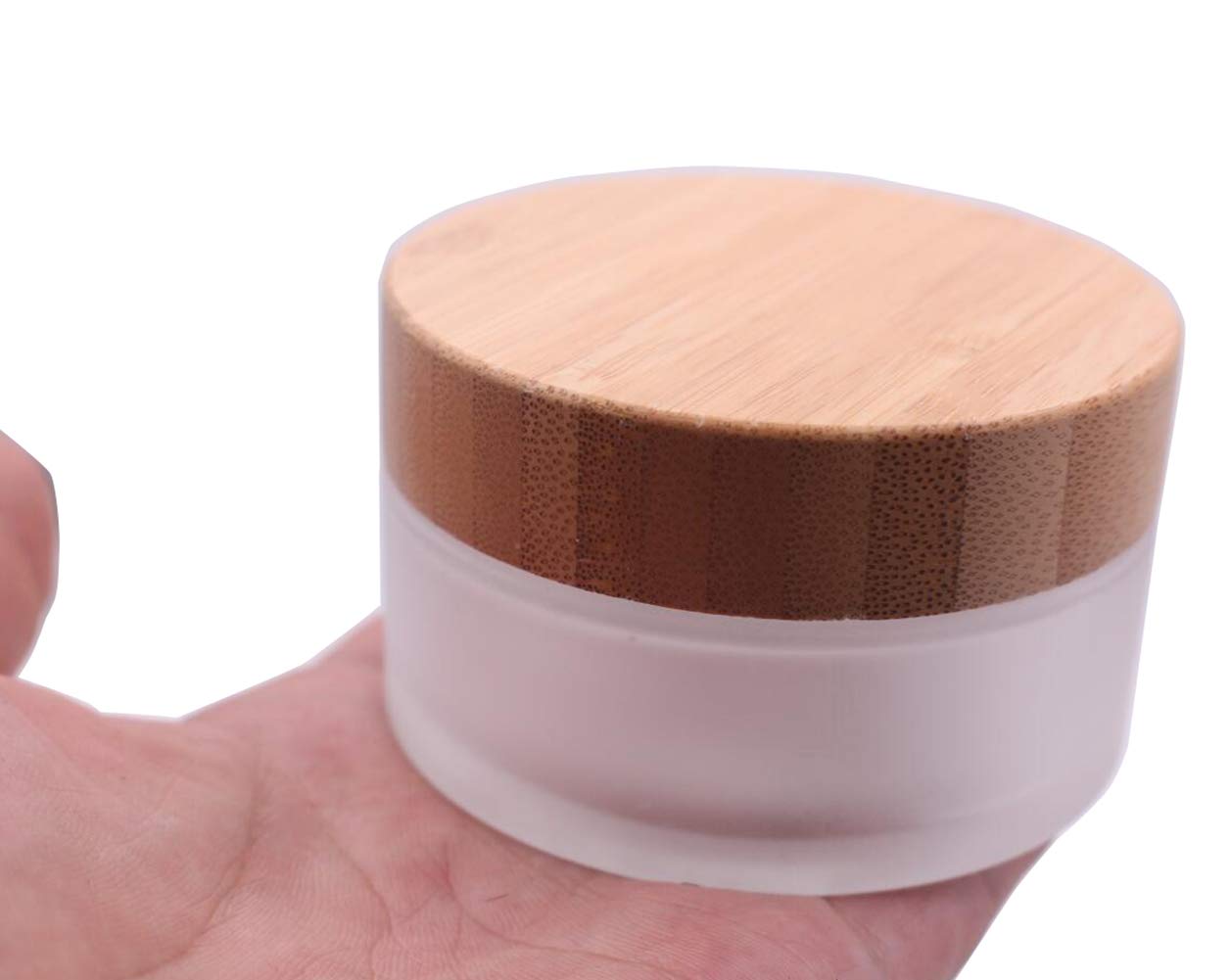 50g 50ml Environmental Bamboo Lid Frosted Glass Bottle Cream Jars Empty Cosmetic Comtainer 1pcs by Upstore