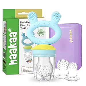 Haakaa Baby Fruit Food Feeder Pacifier | Milk Frozen Set | Silicone Feeder and Teether for Infant Safely Self Feeding…