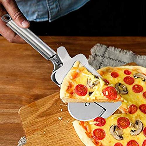 Qiajie RVS 4 in 1 Pizza Cutter Draagbare Pizza Cake Roller Schop Slicer voor Thuis Keuken - Afbeelding 6