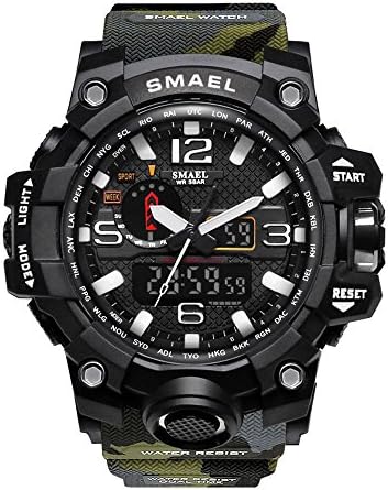 Richermall Men's Sports Analog Quartz Watch Dual Display Waterproof Digital Watches with LED Backlight relogio masculino (Army green-Camo)