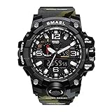 SMAEL Men's Sports Analog Quartz Watch Dual Display Waterproof Digital Watches with LED Backlight relogio masculino (Army green-Camo)