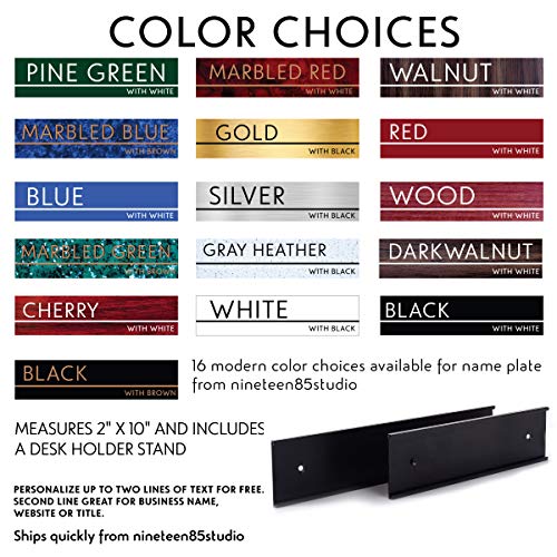Premium Desk Name Plate Personalized Desk Name Tags with Wall/Door Holder for Office Classroom (Black Door/Wall Holder) | 16 Different Color for Name Plate 2x10