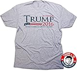 Trump for President, Make America Great Again Men's T-Shirt & Sticker Large (Grey)