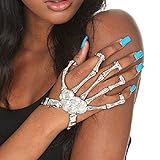 Misscat Fashion Women Hand Chain Skull Fingers Metal Skeleton Slave Bracelet Ring
