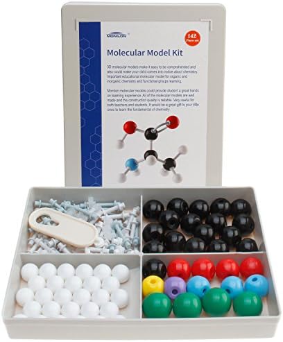 Monilon Molecular Model, Chemistry Organic Molecular Model Kit - 59 Atoms &amp; 82 Bonds (Total 142 Pieces)