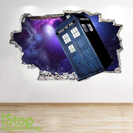 1stop Graphics Shop Doctor Who Wall Sticker 3d Look Bedroom Kids Tardis Wall Decal Z712 Size Large