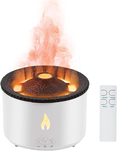 Mcbazel Volcano Humidifier Jellyfish Mist Flame Diffuser 360ml Bedroom Remote