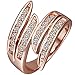 BOHG Jewelry Womens Rose Gold Plated Cubic Zirconia CZ Crystal Angel Wings Eternity Ring Wedding Band Size 7
