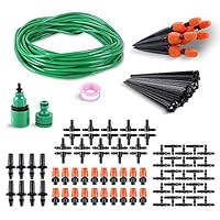 femor Watering Irrigation System Drip Kits, DIY Water Saving Irrigation Equipment Set with 66ft Premium Green Distribution Tubing Hose and Atomizing Nozzle Mister Dripper