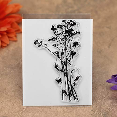 KWELLAM 6pcs/Lot Dandelion Lavender Flowers Leaves Mandarin Duck Stamp Rubber Clear Stamps for Photo Album Decorative Card Making and DIY Scrapbooking - Thumbnail 3