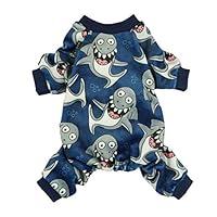Fitwarm Shark Pet Clothes for Dog Pajamas Cat Jumpsuit PJS Apparel Lightweight Velvet Blue Small