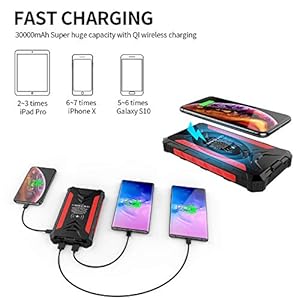 DG-Direct Powerbank Solare 30000mAh, Caricabatterie Solare Portatile Caricatore Solare Impermeabile Batteria Qi Wireless… - immagine 4