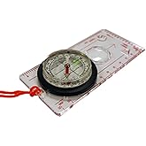ust Deluxe Map Compass with Raised Base Plate and Swivel Bezel for Hiking, Camping, Backpacking, Emergency and Outdoor Survival