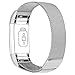 For Fitbit Charge 2 Bands, Lotyes Metal Milanese Loop Stainless Steel Replacement Magnet Lock Strap Small & Large Bands for Fitbit Charge 2, Silver, Gold, Rose Gold, Black,Pink