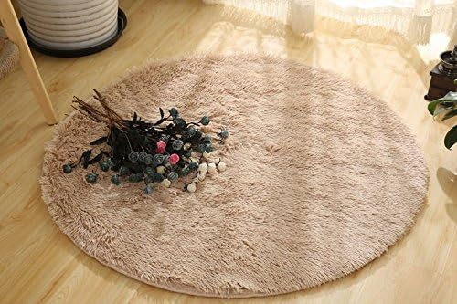 Princess Dream Round Shaggy Area Rugs and Carpet Super Soft Bedroom Carpet for Kids Play ,Round 47.2"