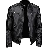 KUZMAIR Men's Faux Leather Jacket for Fall/Winter,Men PU Jacket, Outwear coat,Motorcycle jacket