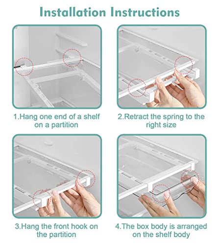 TERRIFI Refrigerator Organizer Bins, Pull-out Fridge Drawer Organizer Bins, Kitchen Refrigerator Storage Pantry Organizer for Fruit and Vegetable, Fridge Organization fit for Fridge Shelf Under 0.6"