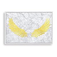 Framed Canvas Wall Art Golden Wings Canvas Prints Home Artwork Decoration for Living Room,Bedroom - 16x24 inches
