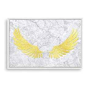 Framed Canvas Wall Art Golden Wings Canvas Prints Home Artwork Decoration for Living Room,Bedroom - 16x24 inches