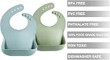 PandaEar Silicone Baby Feeding Bibs Unisex 10-72 Months Waterproof Blue Green view 4