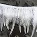Shekyeon 2yards Rooster Hackle Feather Trim Fringe for DIY Clothing Craft Dress Decoration(White)