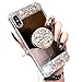 iPhone 7 Plus Crystal TPU Mirror Case,Lozeguyc Handmade Bling Diamond Cover iPhone 8 Plus 5.5 Inch Fashion Beauty Case Rhinestone Ring Stand Shockproof Sleek Case for Girl Women-Rose Gold