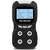 XLA Alert Portable Gas Detector, Gas Clip 4 Gas Monitor Meter Tester Analyzer, Rechargeable LCD Display Sound Light Shock Air Quality Tester, 2 Year Detector&hellip;