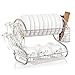 Kommii 2 Tier Dish Drying Rack Functional Durable Wire Frame Hanging Rack with Plastic Tray for Kitchen Utensils