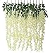 Houda Artificial Fake Wisteria Vine Ratta Silk Flowers for Garden Wedding Decor (Yellow/White)