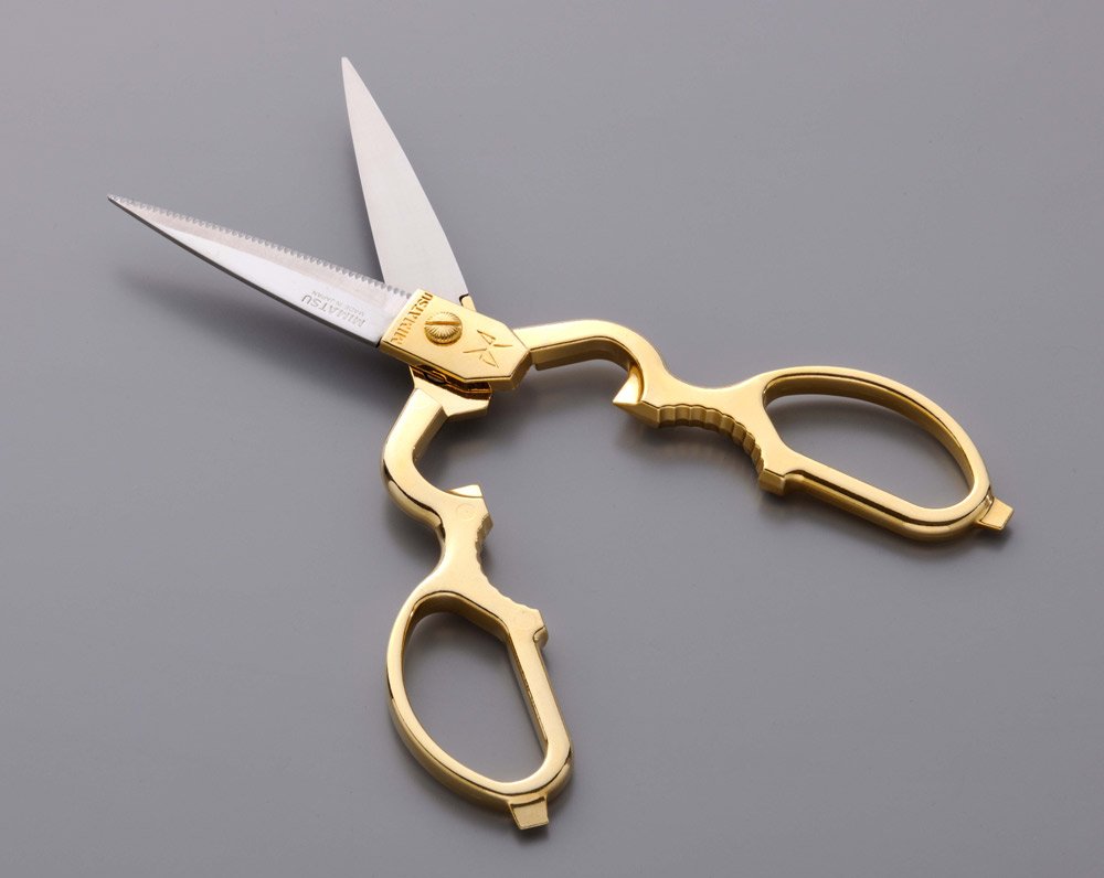 Japanese Stainless Steel Kitchen Scissors Screw Stop Gold
