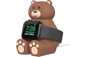 SIKAI CASE Cute Bear Apple Watch Charger Stand Compatible with Apple Watch Series 9-1(45mm,44mm,42mm,41mm,40mm,38mm),Samsung Galaxy Watch 5/5 Pro Soft Silicone,Supports Nightstand Mode,Home/Office Use
