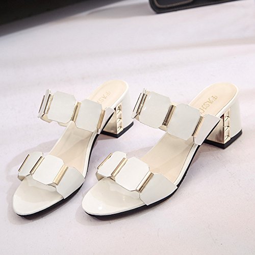 High Heels Slipper for Women,Sunyastor Summer Women Fish Mouth Slipper High Heels Sandals Antiskid Toes Party Dress Shoes White