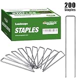 Amagabeli 6 Inch Galvanized Landscape Staples 200 Pack 11 Gauge Garden Stakes Heavy-Duty Sod Pins Anti-Rust Fence Stakes for Weed Barrier Fabric Ground Cover Dripper Irrigation Tubing Soaker