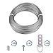Picture Frame Hanging Wire Kit, Stainless Steel Wire with 10 Pieces 3 Holes D-Ring Picture Hangers with Screws and 20 Pieces Aluminum Crimping Loop Sleeve, Supports up to 110 Lbs (1.5 mm x 65 Feet)