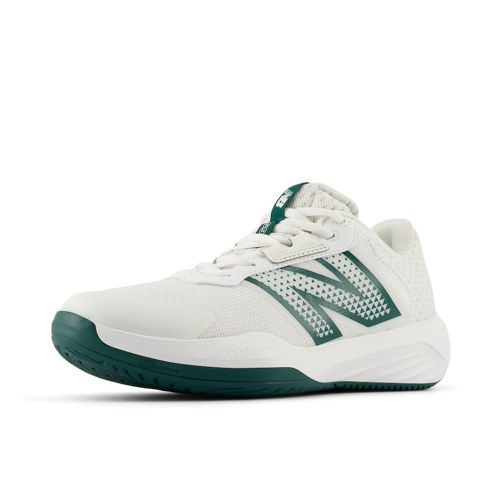 New Balance Women’s 696 V6 Tennis Shoe, White/Marsh Green, 5 W