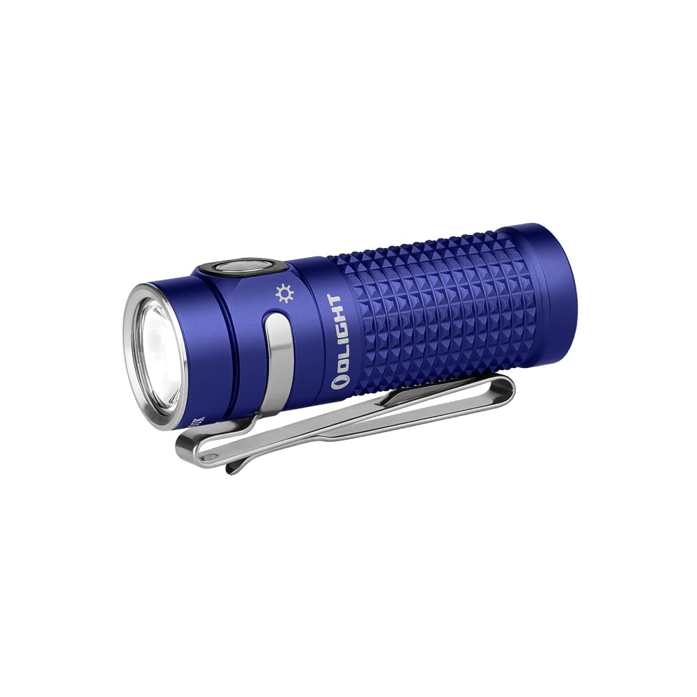OLIGHT Baton4 EDC 1300 Lumens Rechargeable LED Small Torch, Pocket Flashlight with Micro-Perforated Indicator for Outdoors, Indoors and Emergency (Regal Blue)