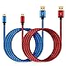 WITPRO Micro USB Cable 6-Feet, Nylon Braided and Gold-Plated USB-A To Micro-B Data/Charging Cord For Android Phones, Samsung Galaxy S6/S7 Edge, LG G3/G4, HTC, (Pack-2) Blue/Red