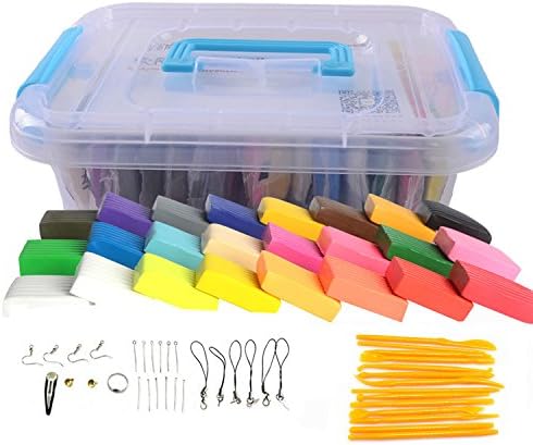 Polymer Clay Kit, 50 Colors DIY Clay Blocks Soft Molding Craft Oven Baking Malleable Polymer Clay Birthday Gift for Kids