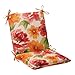 Pillow Perfect Bright Floral Indoor/Outdoor Solid Back 1 Piece Square Corner Chair Cushion with Ties, Deep Seat, Weather, and Fade Resistant, 36.5