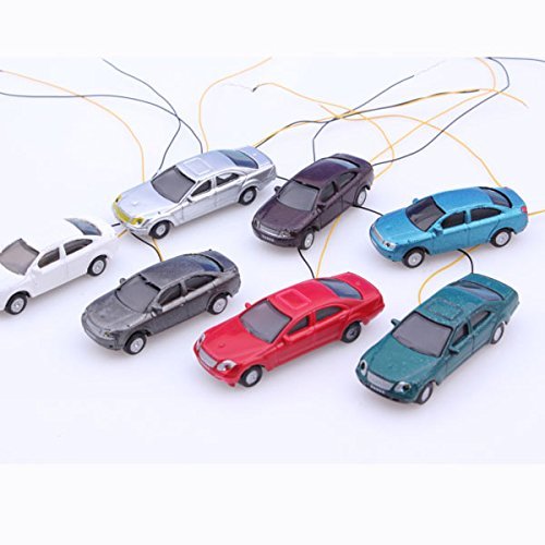 Painted Head Light Model Car 1:100 Scale HO Gauge for Building Train Layout (Pack of 5)