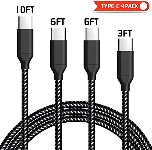 Ulrice cdy-261 USB Type C Cable, Vinpie 4Pack 3FT 6FT 6FT 10FT Premium Nylon Braided USB A to USB C Charger Cable Fast Charging Cord for Samsung Galaxy S8 Plus, LG G5 G6 V30, HTC 10, Google Pixel XL