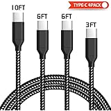 Ulrice cdy-261 USB Type C Cable, Vinpie 4Pack 3FT 6FT 6FT 10FT Premium Nylon Braided USB A to USB C Charger Cable Fast Charging Cord for Samsung Galaxy S8 Plus, LG G5 G6 V30, HTC 10, Google Pixel XL
