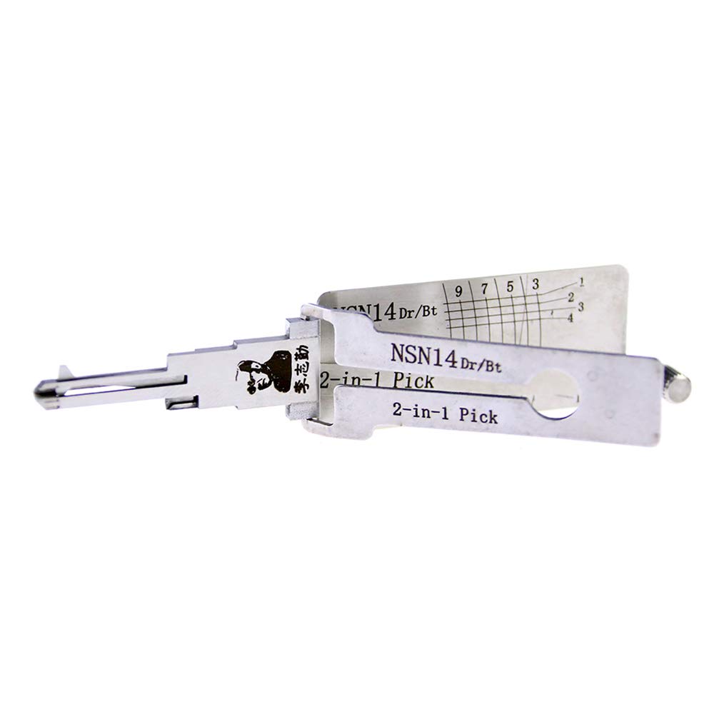 Loboo Idea LiShi NSN14 v.2 2-in-1 Lock Pick Decoder Tools， Auto Lock Pick Set,Professional Locksmith Tool for Nissan, Scorpio, SIDA, Trent, Converse, Infiniti, Subaru,etc