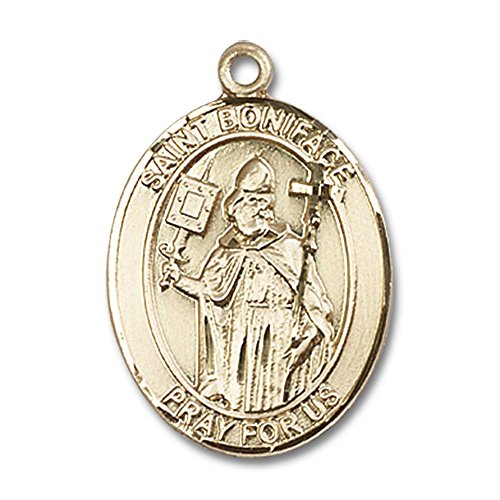14kt Yellow Gold St. Boniface Medal 1 x 3/4 inches