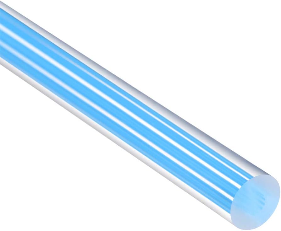 sourcing map Acrylic Round Rod,1/4 inch Diameter 10 inch Length,Straight Light Blue Line,Solid Plastic PMMA Bar Stick 2pcs - Image 4