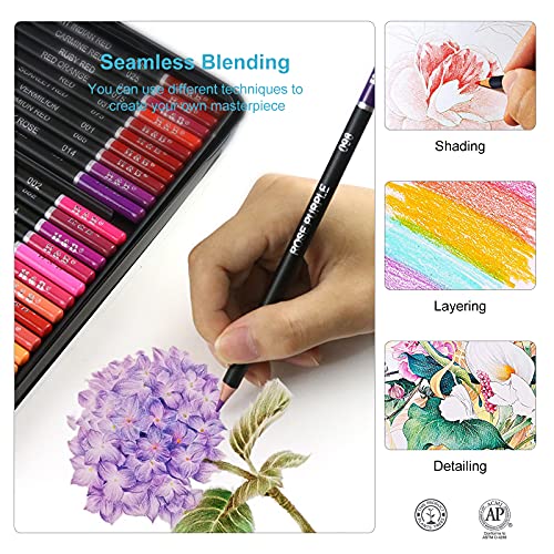 Colored Coloring Pencils for Adult Coloring, Drawing Pencils Set of 72 Professional & Premium Soft Wax-Based Cores Art Pencil Set for Drawing Sketching Shading, Ideal Gift for Adults Artists Beginners