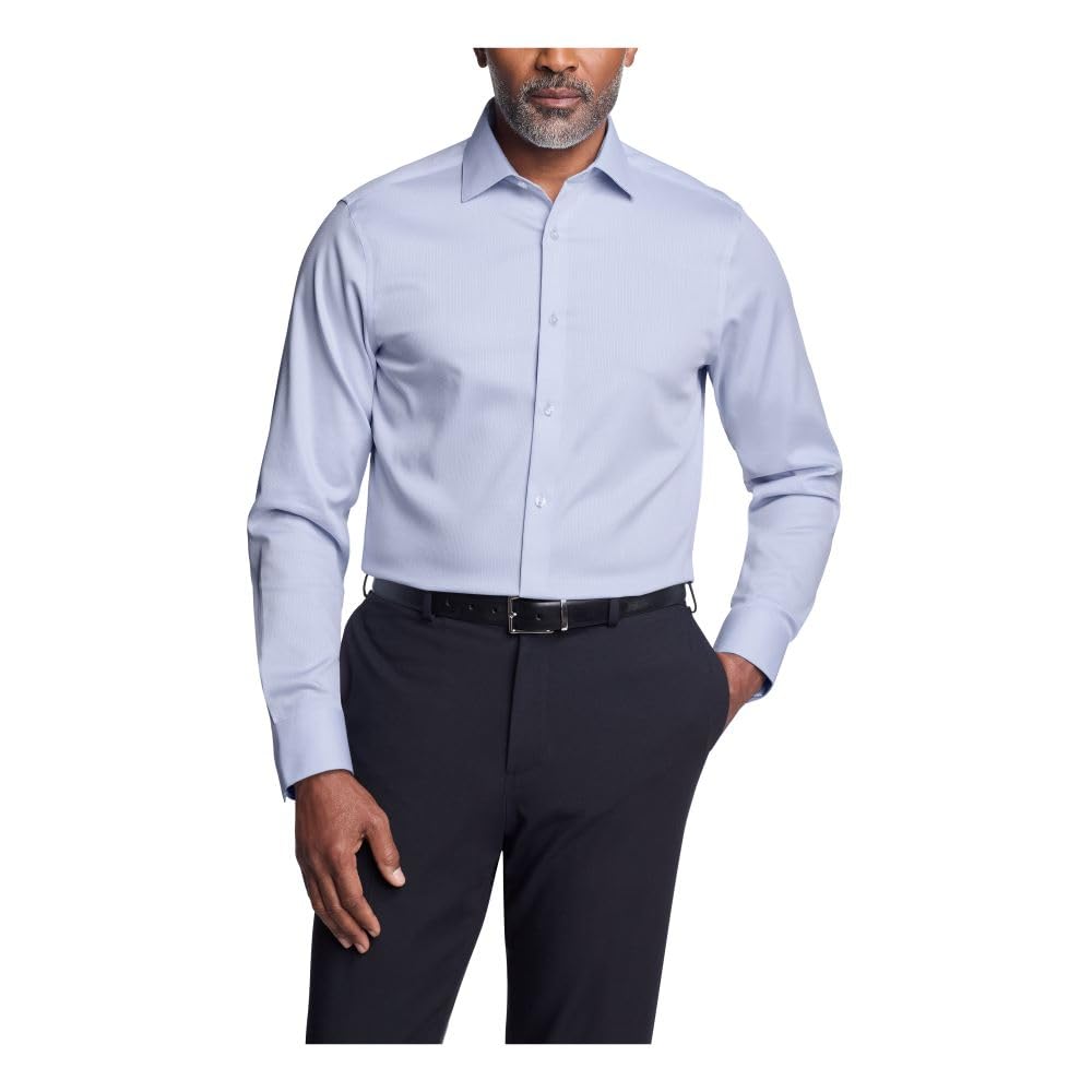 Calvin Klein Men’s Dress Shirt Non Iron Stretch Slim Fit Solid Blue