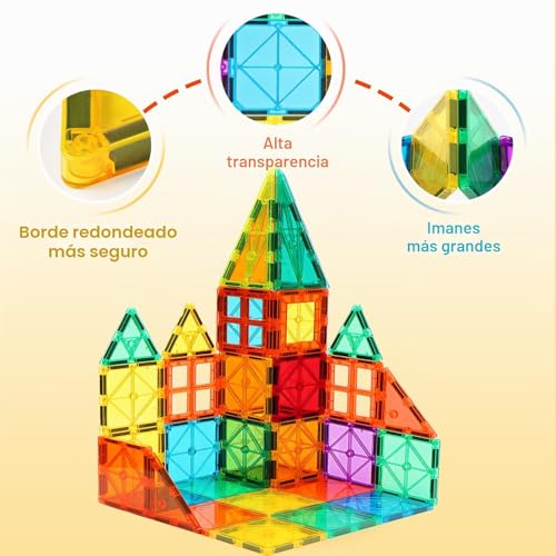 FNJO Magnetic Tiles, 110 Pieces Magnetic Building Set, Magnetic Blocks, Stem Montessori Educational Toy for Boys/Girls 3+ Years Old